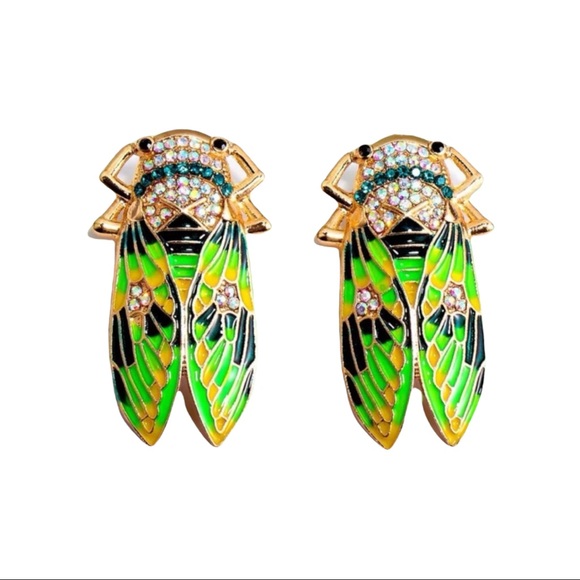 Fashion Jewelry Jewelry - NEW green insect earrings
